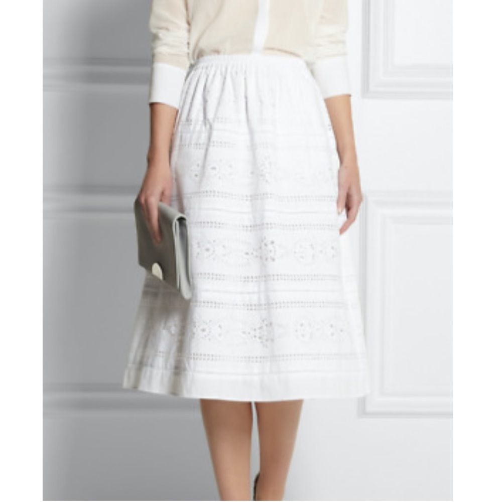 J. Crew Laser-Cut Poplin Midi Skirt